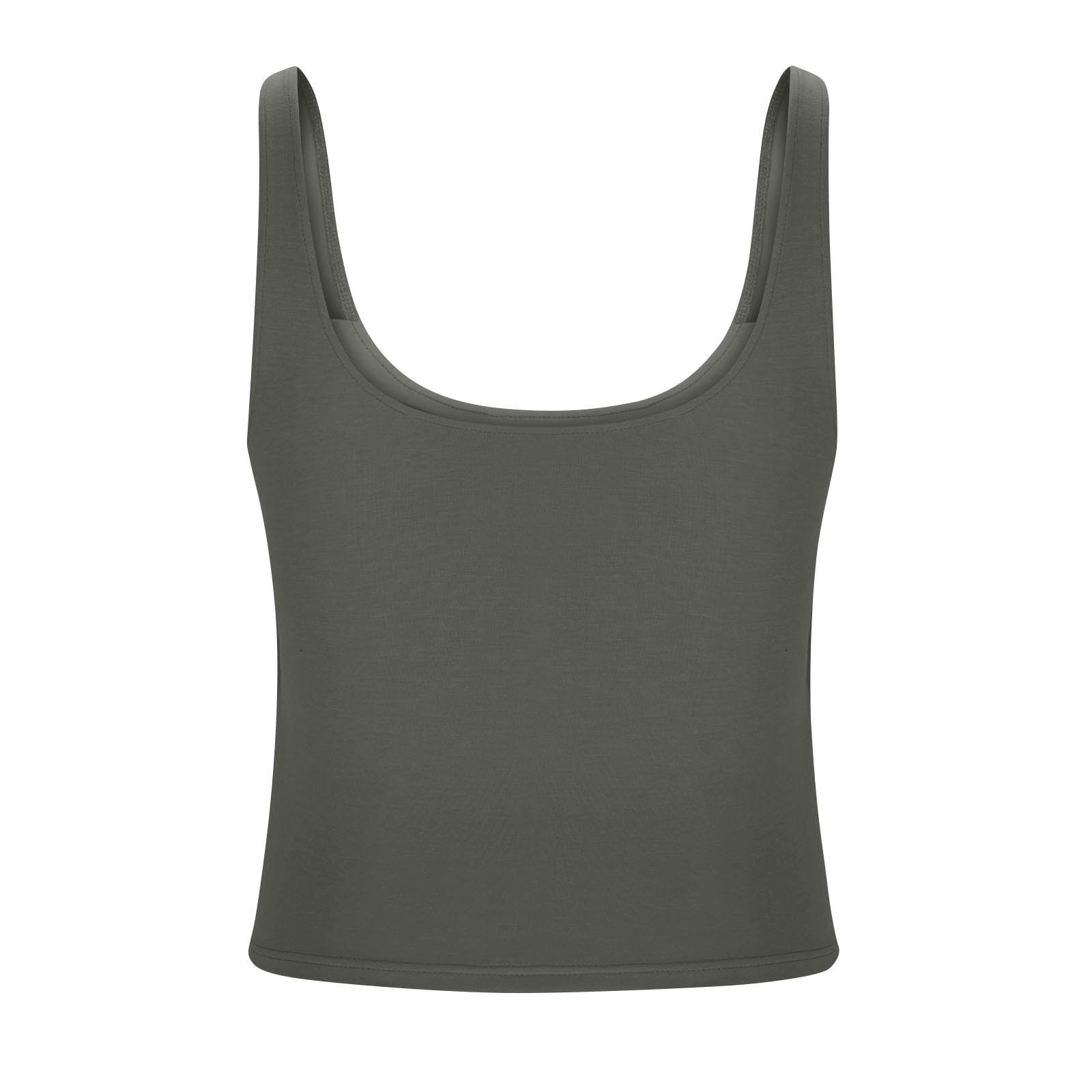 thumbnail image 4 of Camiseta sin mangas con cuello cuadrado para mujer - Camiseta elástica con sujetador incorporado para hacer ejercicio y para el día a día, 4 of 5